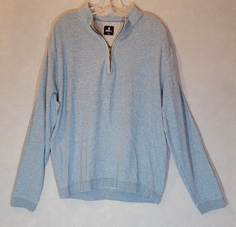 Johnnie-O Mens Large Sully Quarter Zip Pullover Sweater Light Blue Breeze